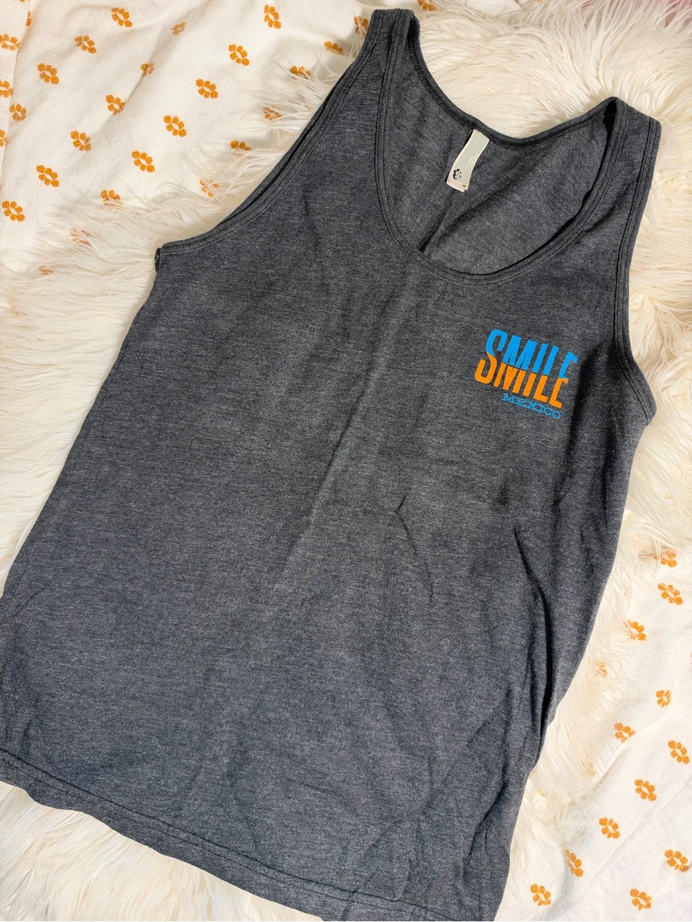 American Apparel Charcoal Gray SMILE Graphic Tank Top